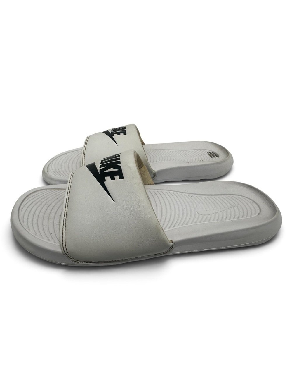 Nike Victori One White Slide Sandals Men’s Size 9 Black Logo Comfort Slides